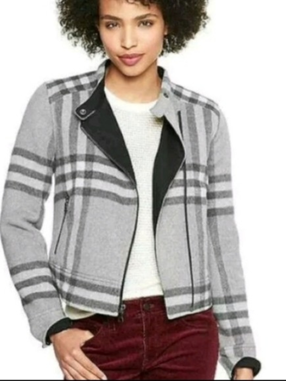 GAP Moto Jacket - Gray Plaid
